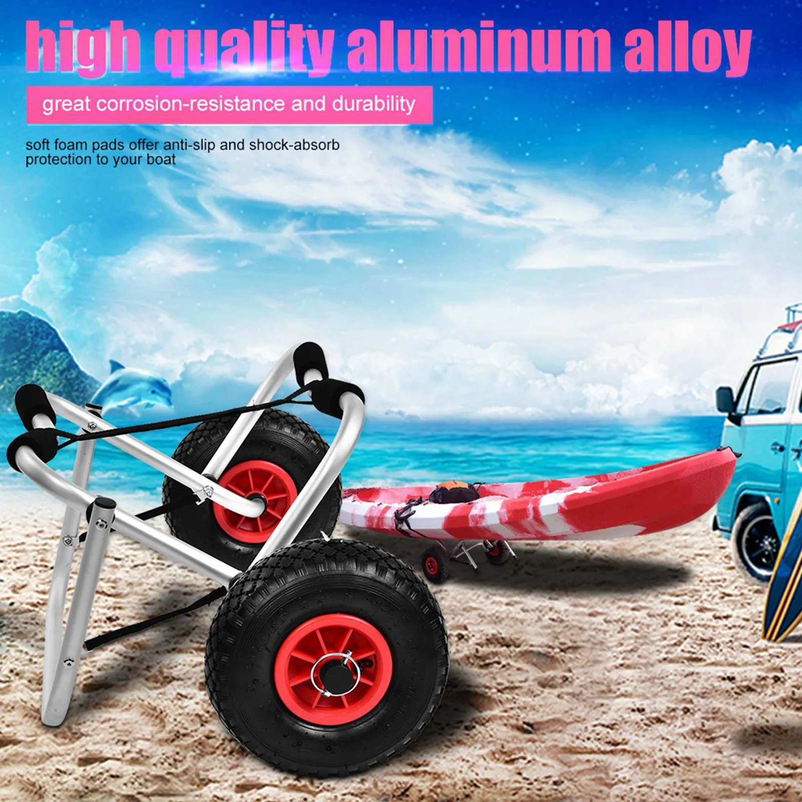 kayak trailer Aluminium Alloy Kayak Canoe Wheel Dolly Boat Carrier Trolley Cart Transport