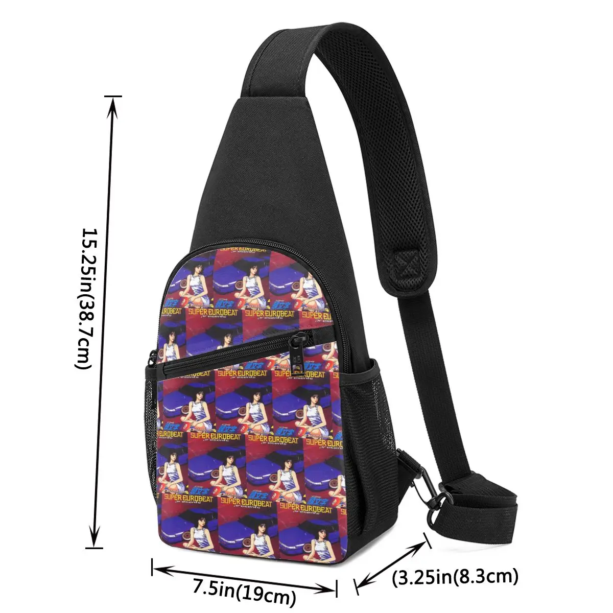 Initial D Mako Super Eurobeat Anim Chest Bag Men Sling Crossbody Backpack Chest Bag Travel Hiking Daypack Shoulder Bag
