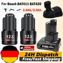 BOSCH 충전식 리튬 이온 배터리, BAT411 BAT412A BAT413A D-70745 2607336013 2607336014 PS20-2 PS40-2, 10.8V, 12V