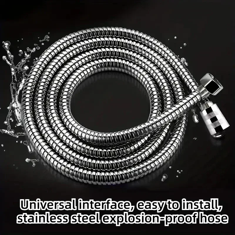 

Устойчивый к разрывам шланг для душа из нержавеющей стали 304, высоконапорный, растягивающийся, черно-белый, для ванной комнаты, с силиконовыми вставками пищевого класса