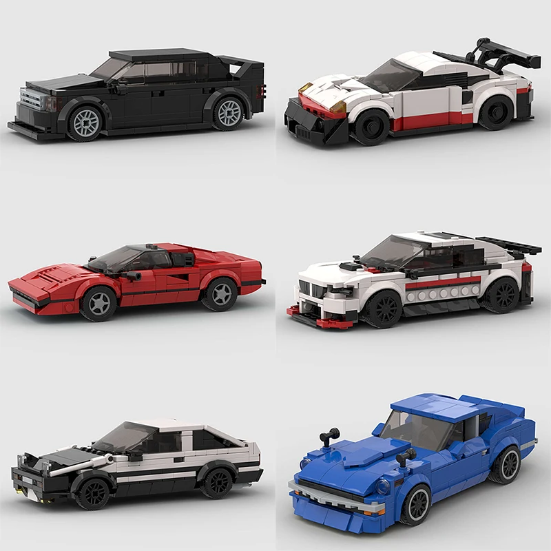 

2024 MOC super Racing Car City Speed Champions Sports Model Building Blocks Classic Rally old Vehicle f1 Bricks Technical toys