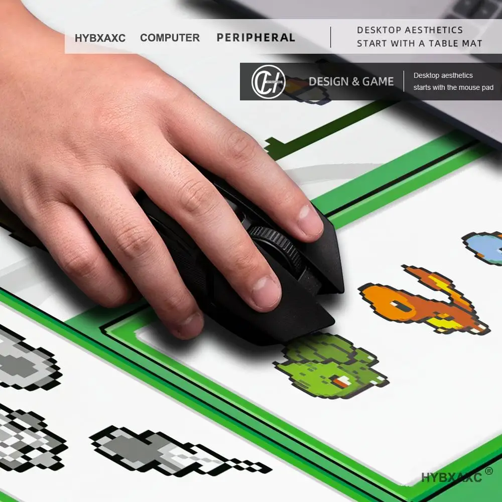 HYBXAXC Mauspad P-Pokemon Pixel Ash Starter P-Pokemon TCG Spielmatte, rutschfeste, wasserdichte Matte, 800 x 400 mm – Detail 4
