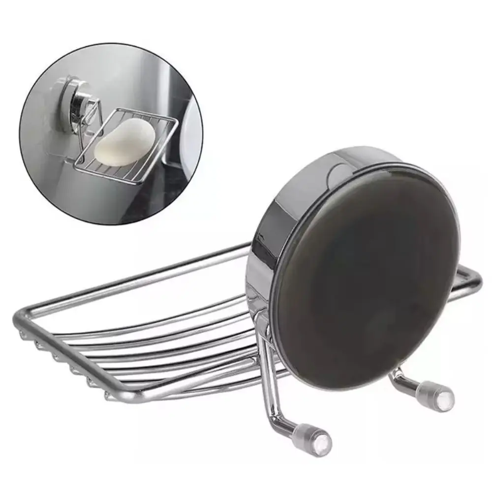 Stainless Steel Soap Dish Heavy Duty Vacuum Suction Cup Sponge Holder Self Draining No-Drilling Bathroom Soap Dish Wall Mounted