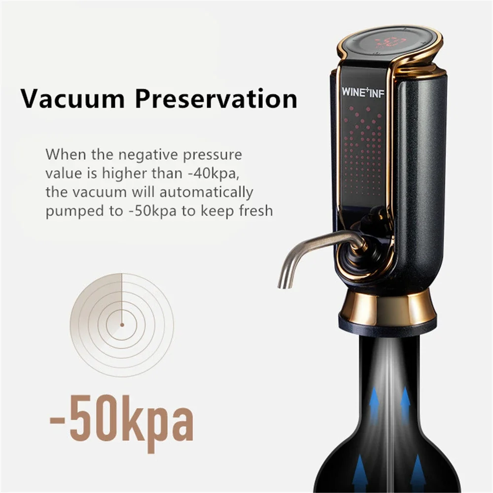 

Automatic Electric Wine Aerator 10 Days Fresh-keeping Quick Whisky Decanter Dispenser Adjustable Output Pourer USB Rechargeable