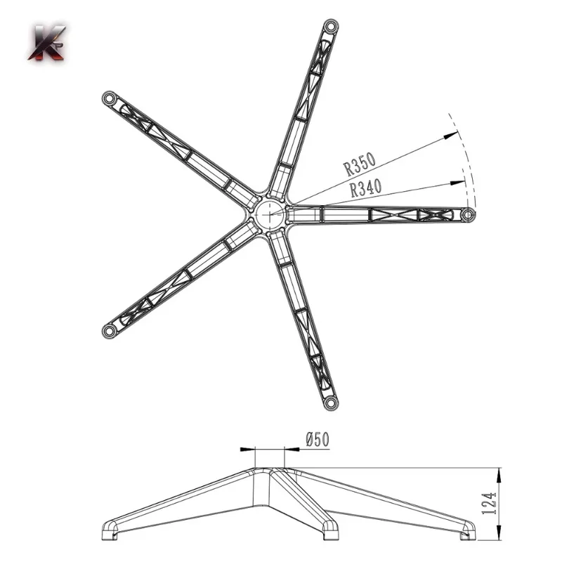 Foshan Furniture Leg Manufacturer Modern Heavy Duty Durable Polish 5 Star Chair Legs Metal Office Swivel Chair Base PQ-P13