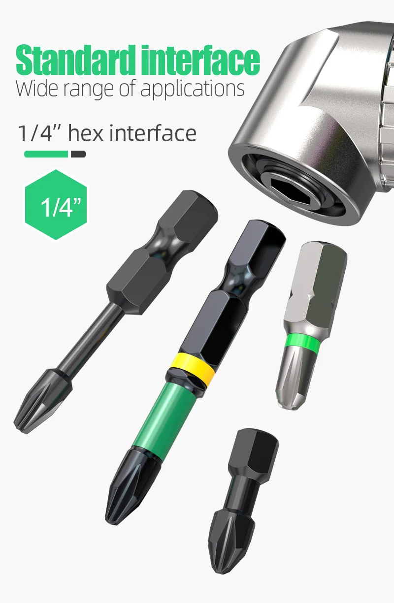 LAOA 90 ° /180 ° Bit-Eckadapter & Flexibler Schaft 1/4 Zoll Sechskant-Schlagschrauber-Winkeladapter für enge Räume Schraubendreher-Verlängerung – Detail 9