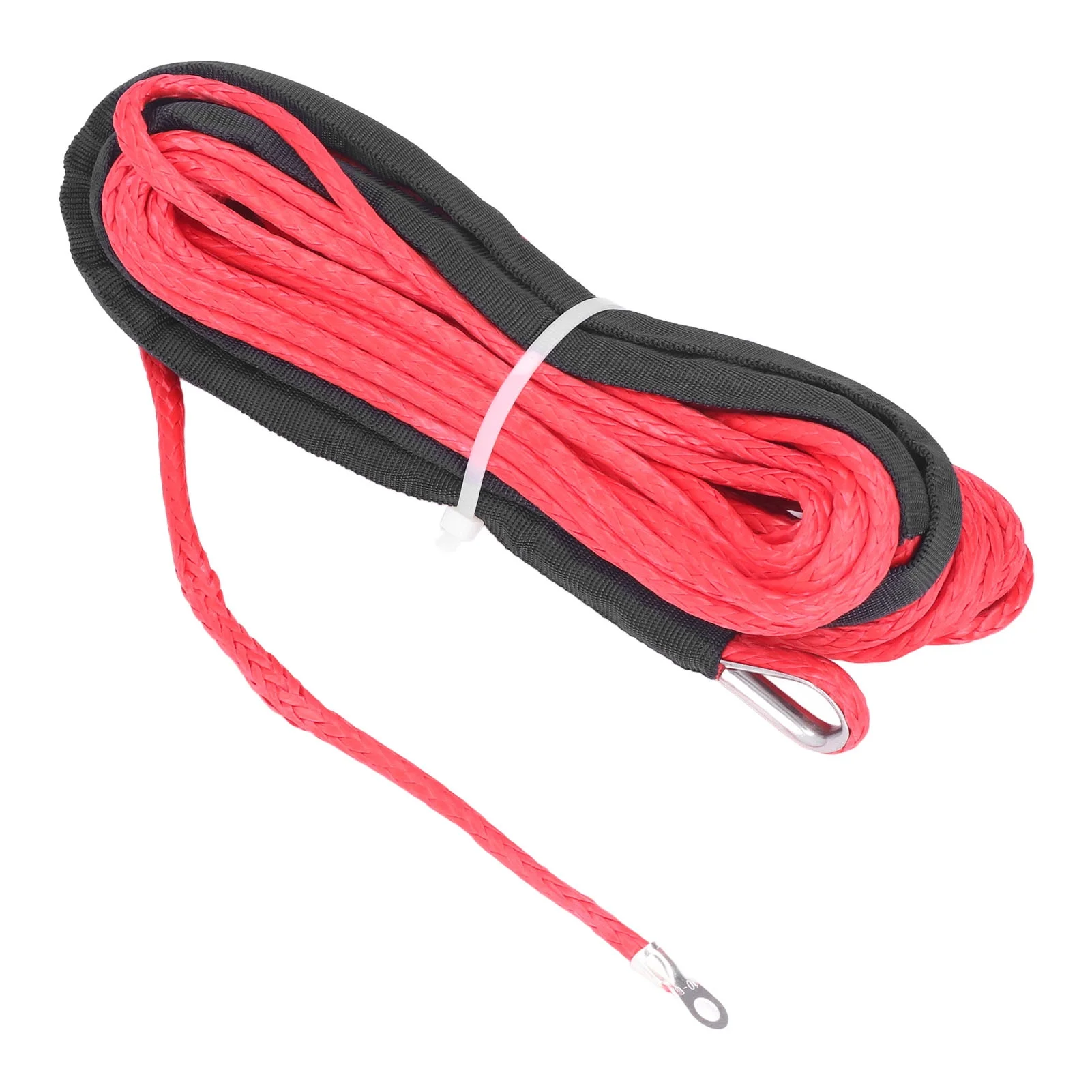 Trailer Winch Rope 6mmx15m/ 1/4inx50ft Synthetic Fibre Red Replacement for SmittyBilt SUVs Trucks ATVs