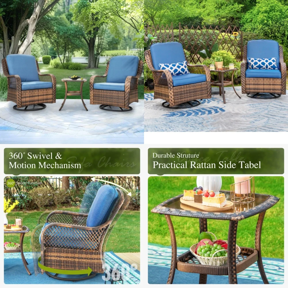 

Garden Chair3Pcs Outdoor Patio Furniture Set Rattan Garden Sofa Couch for Backyard Balcony Weather Resistant Conversation Lounge