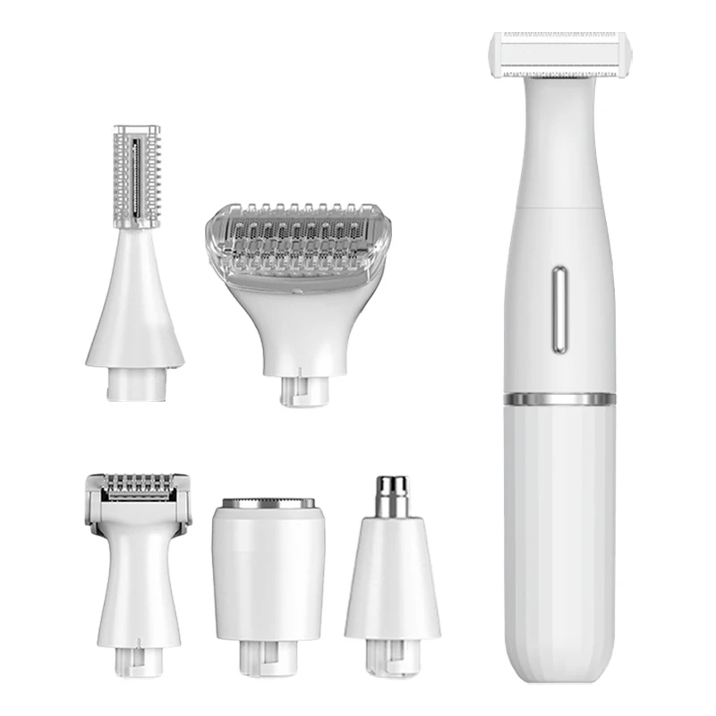 

Устройство для удаления волос 6-в-1, многофункциональный триммер для волос, бритва с зарядкой через USB, IPX5, набор для удаления волос для мытья всего тела с водой