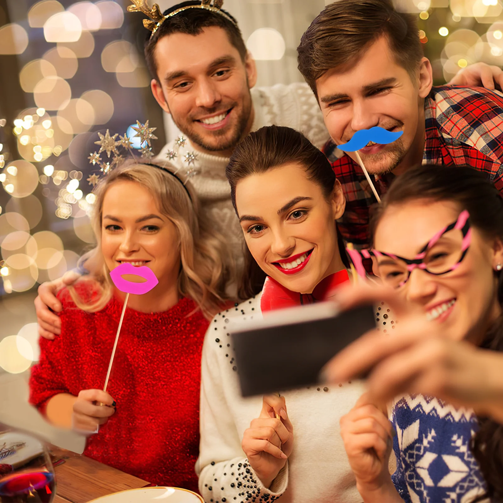 

17Pcs Party Props Neon-Themed Handheld Photo Booth Accessories Sturdy Stick Selfie Decorations for Weddings Birthdays Events