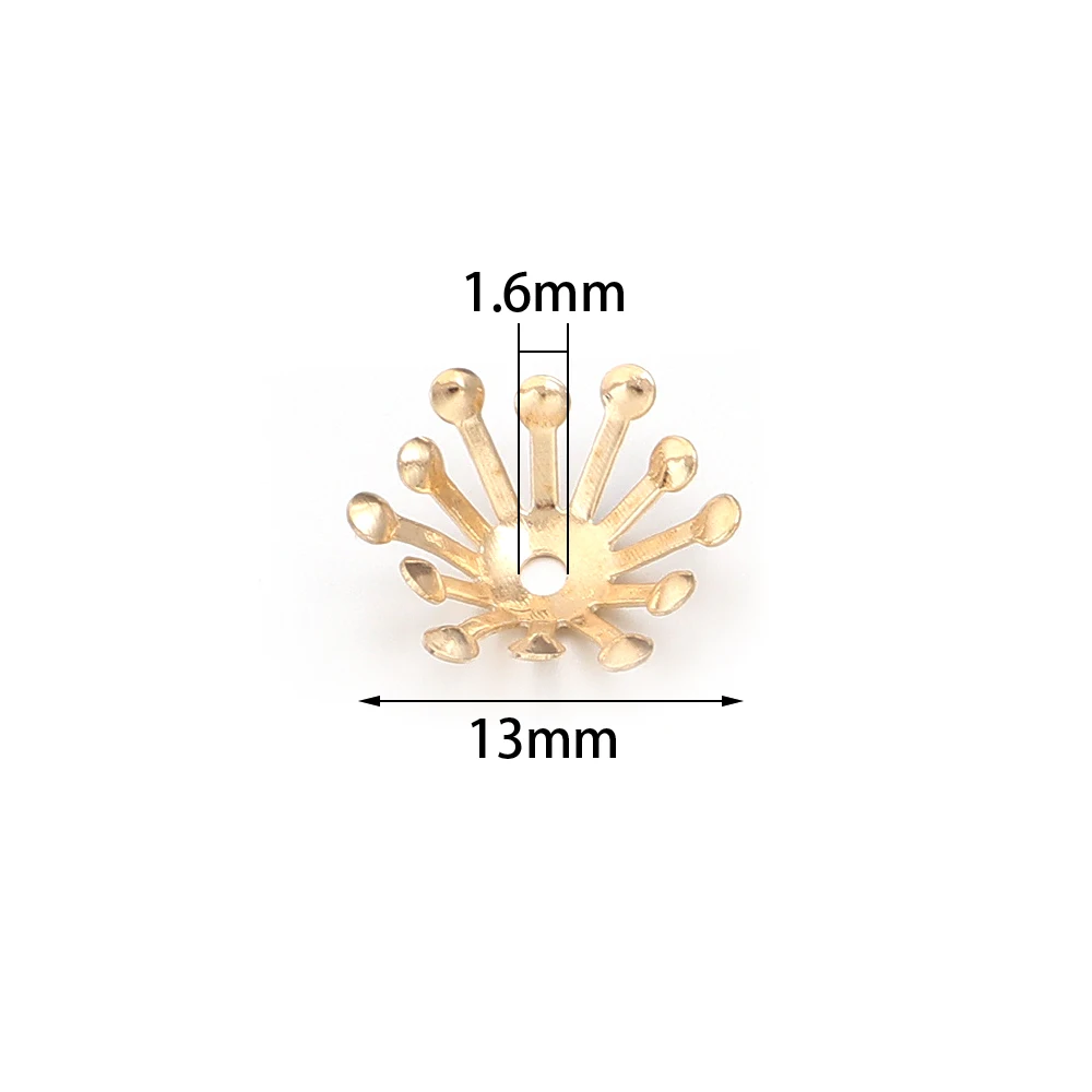 100 Stück 13x5mm Blumenkappen Perlenkappen DIY Schmuckherstellung Ohrringe Filigrane Blumenverzierungen Verbinder Verzierungen Geschenkdekoration – Detail 1