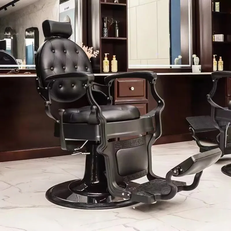 Beauty Barbershop Antique Salon Equipment Hydraulic Barber Chair Furniture Hair Saloon Chairs Metal Synthetic Leather Modern