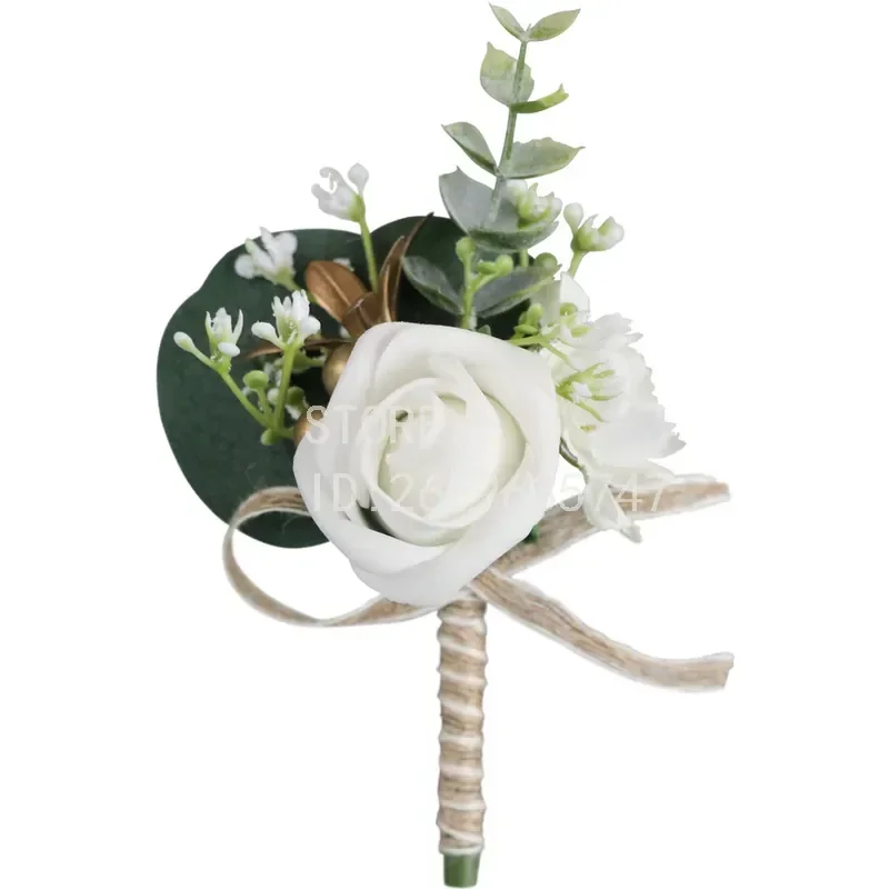 for Wedding Groom Bride Corsage Best Man Bridesmaid Boutonniere Simulation PE Rose Banquet Dress Brooch
