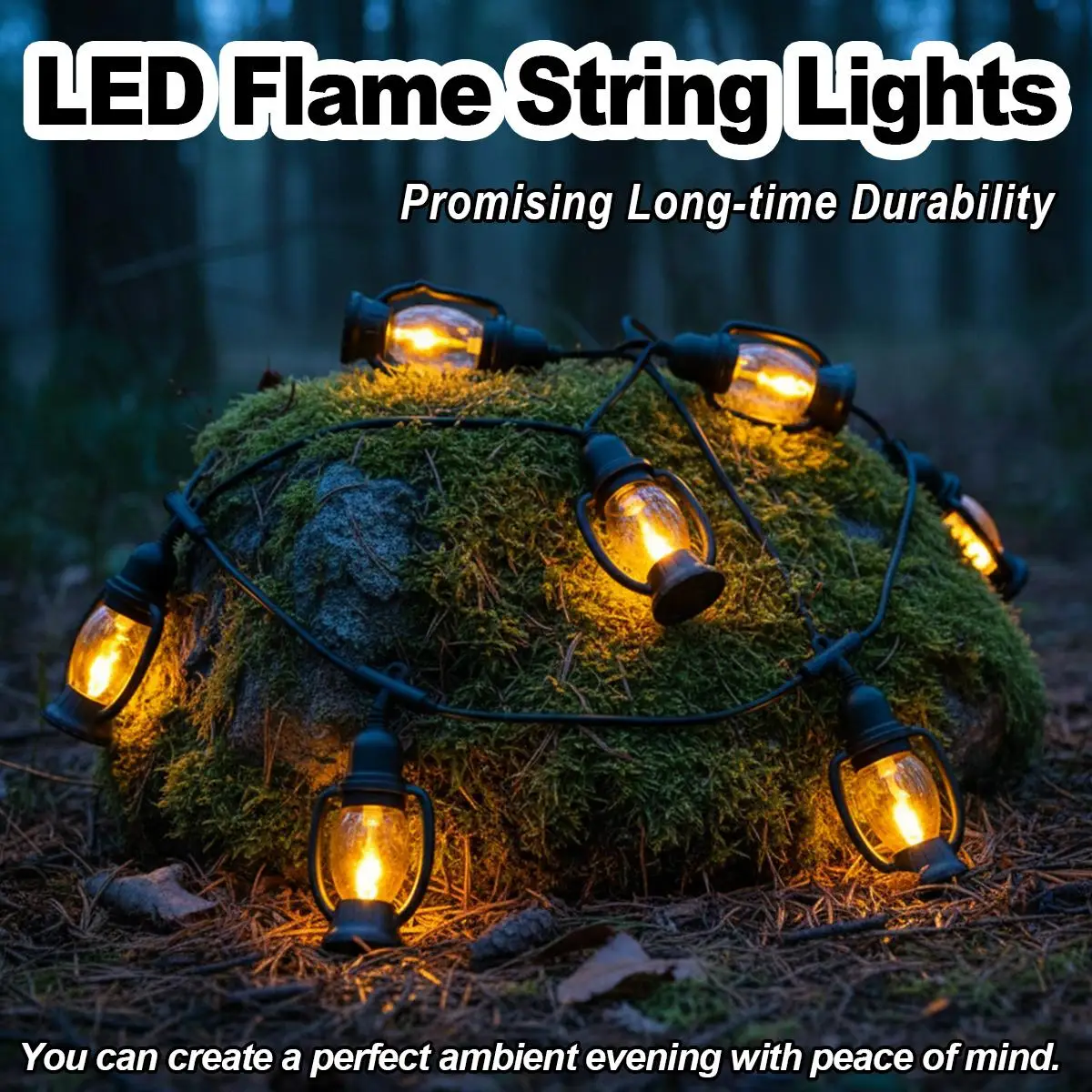 LED Flame String Lights Retro Lamp Waterproof Outdoor Design Warm White Flicker Effect Garden Party Patio Decor Lights