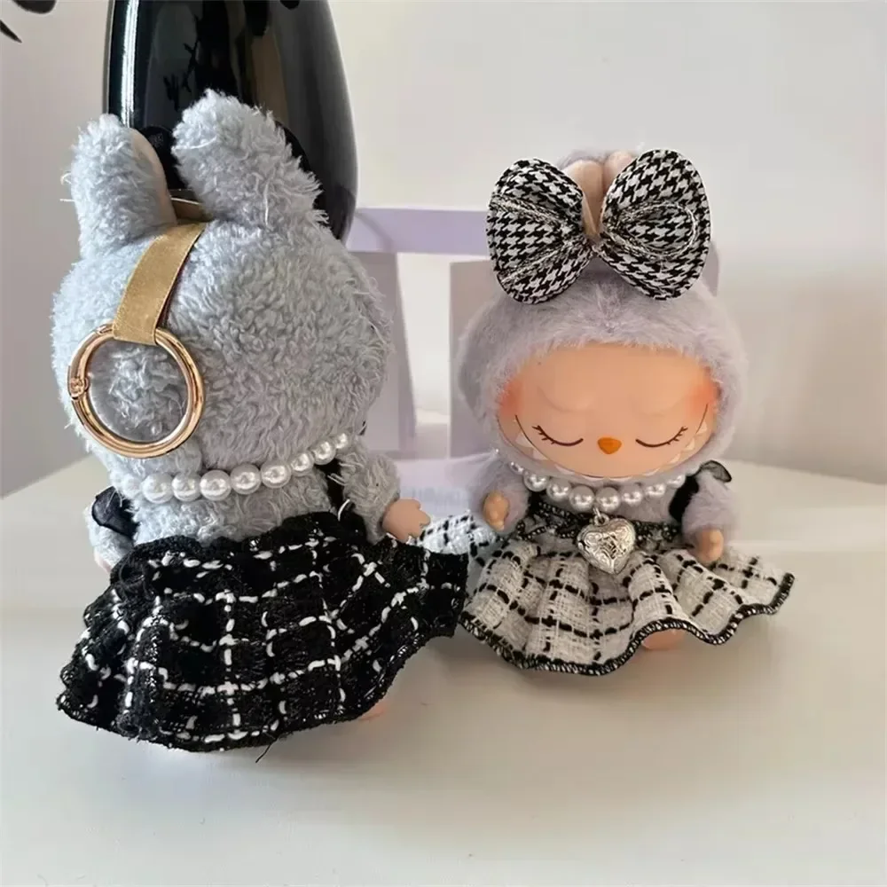 Mini ropa de muñeca de peluche, accesorios de atuendo para Corea, Kpop Exo Labubu V1 V2, falda con correa de ídolo, regalo de ropa