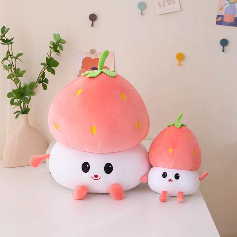 

25/45cm New Mushroom Headgear Strawberry Plush Toys Strawberry Stuffed Doll Plushies Cute Animal Room Decor Birthday Gift