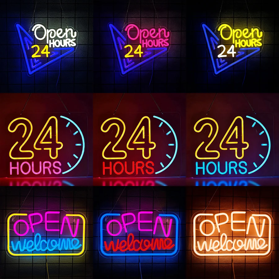 Decor Lighting Opening Hours - Open 24 Hours Neon Sign,LED Neon