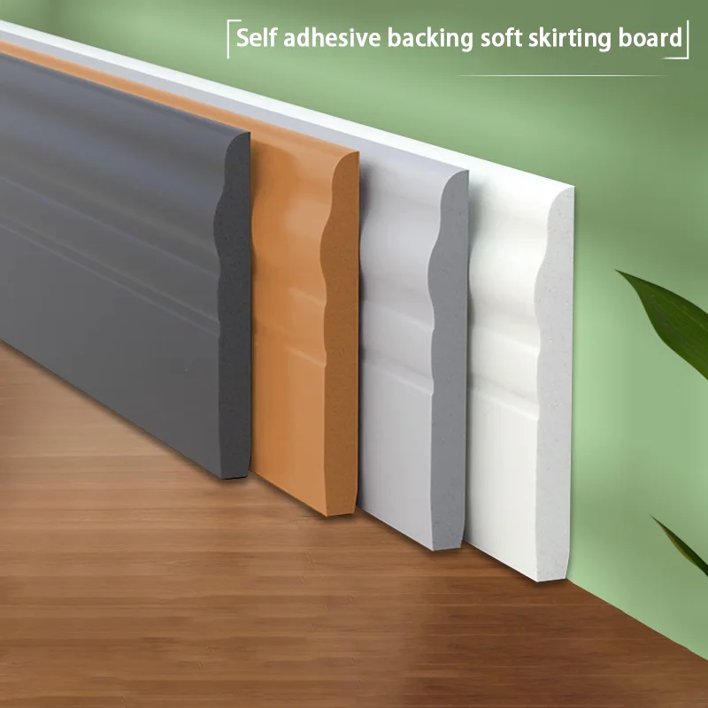 6-Meter-Long Roll of Skirting Board, Solid Color, Soft and Anti-Collision, Suitable for Indoor Wall Corner Decoration