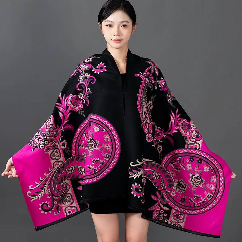 

Floral Print Winter New Warm Cashmere Shawl Scarf Women Neckerchief Pashmina Head Scarves Wrap Femal Poncho Echarpe Bandana