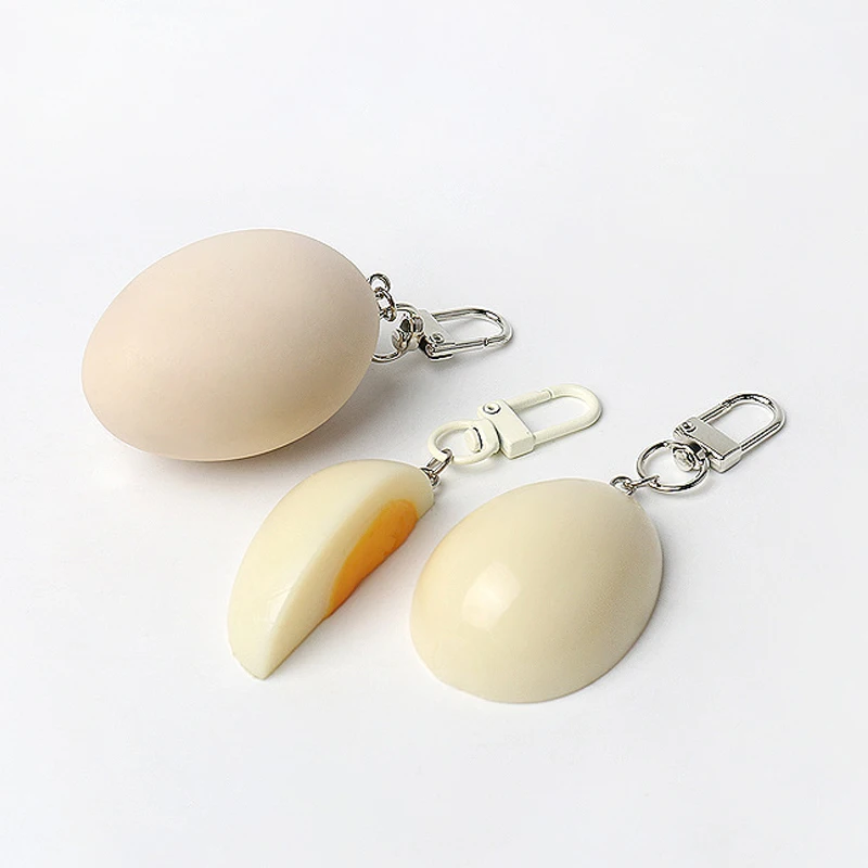 Simulation Food Boiled Egg Keychain Delicious Pendant Backpack Hanging Decoration Accessories Personality Pendant Gifts
