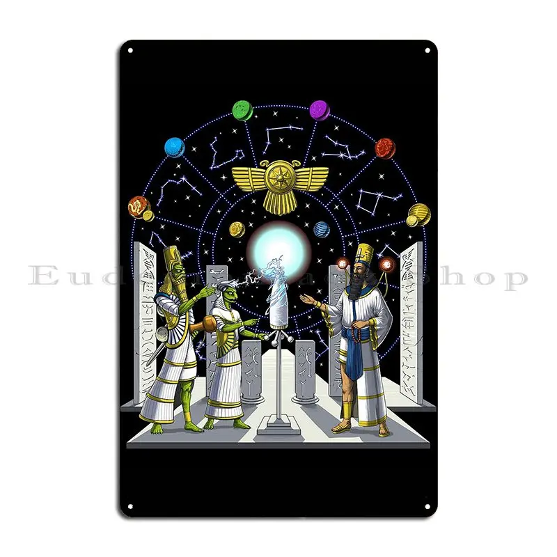 Anunnaki Aliens Metal Plaque Painting Garage Bar Cave Pub Create Tin Sign Poster