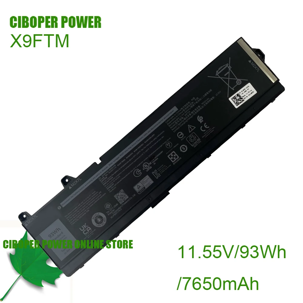 CP Laptop Battery 5JMD8 965V4 X9FTM 11.55V/7650mAh/93Wh For Precision 17 7770, Precision 7670 Performance Series Notebook