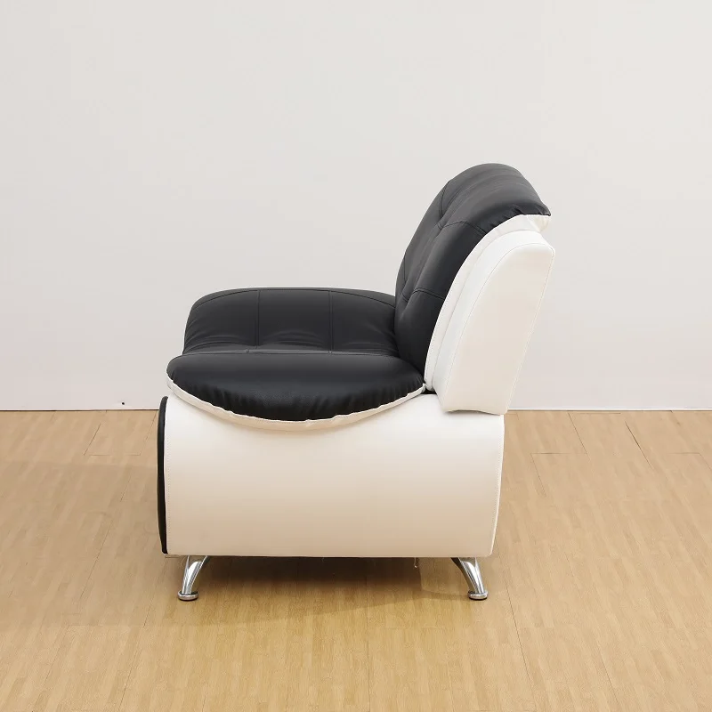 Sofá de piel sintética para sala de estar, mueble con respaldo, color blanco y negro, 1 asiento