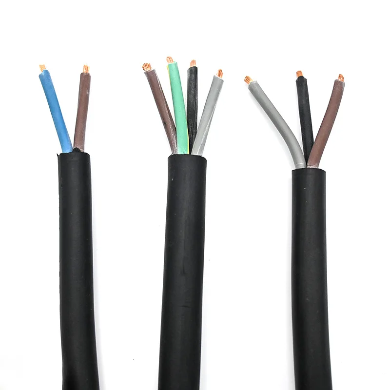 Cabo Redondo Submersível para Motor 2, 3, 4 Vias 1.5/2.5/4 mm² Fio de Alimentação de Borracha e Cobre para Bomba de Poço Profundo 1/3 Fase 1 a 10 HP