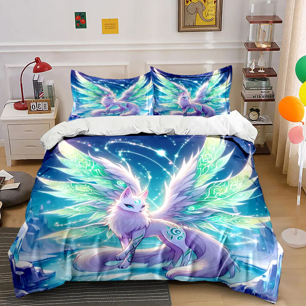 Fantasy Fox Artwork Decor Set Bedding Set with 1 Duvet Cover 2 Pillowcases Single Double King Queen, Gift