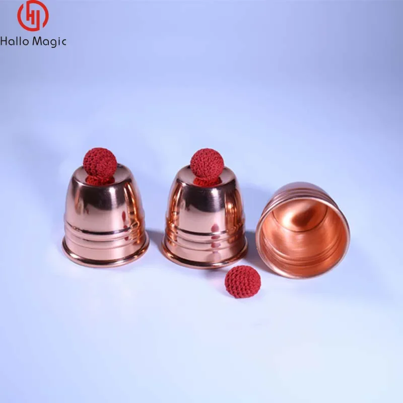 Super Professional Three Cups Three Balls In Copper(Large Size),Golden Color,Close Up Stage Magic tricks Props Gimmick,Classic