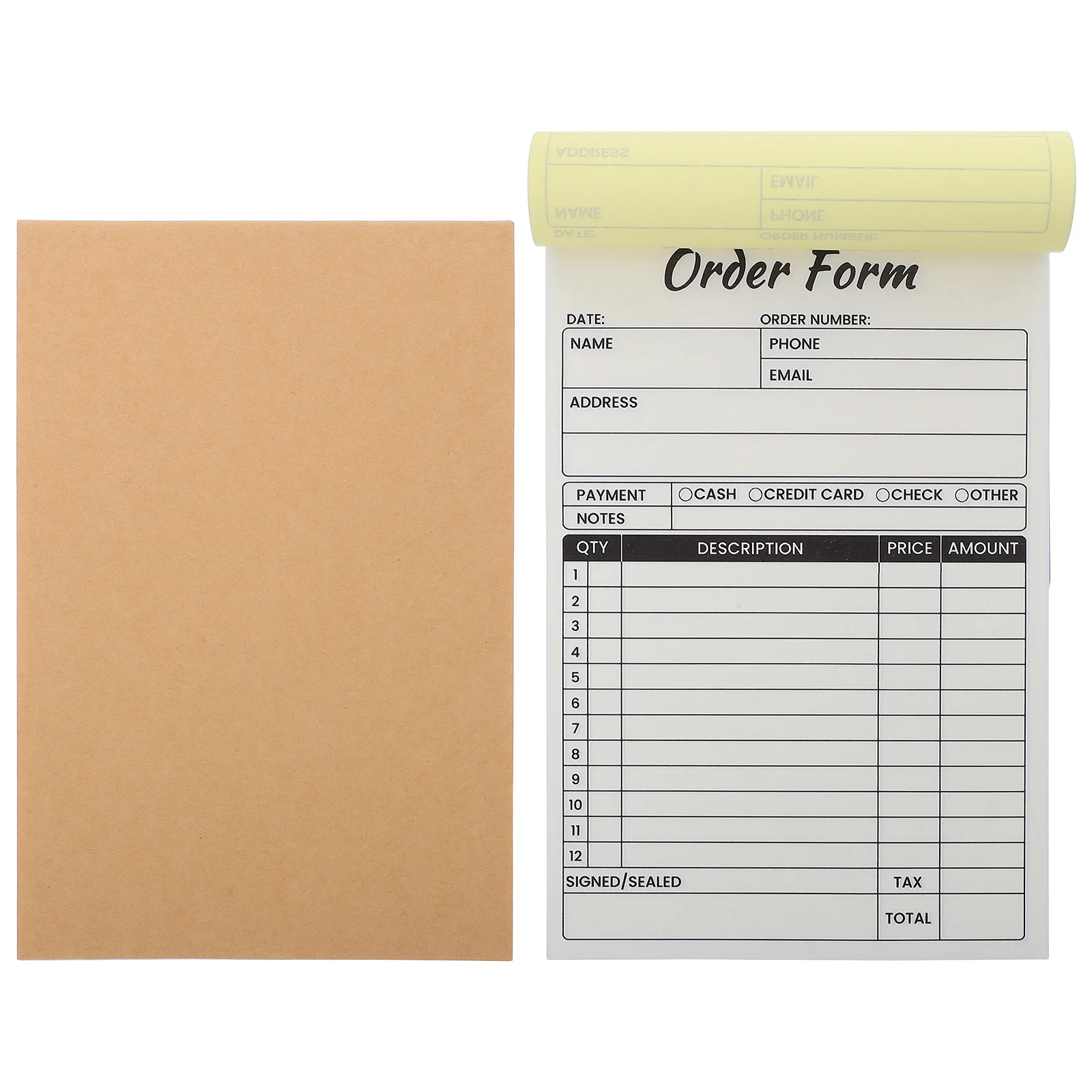 2Pcs Business Order Receipt Book Copy Receipt Pad Invoice Forms Small Business Restaurant Office Use 8.25x5.5 Inches