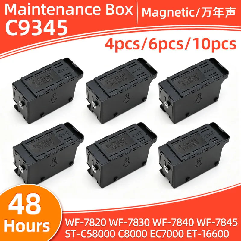 4-10pcs C9345 Maintenance Box Compatible for EPSON WF-7820 WF-7830 WF-7840 WF-7845 ST-C58000 C8000 EC7000 ET-16600 Printer Tank