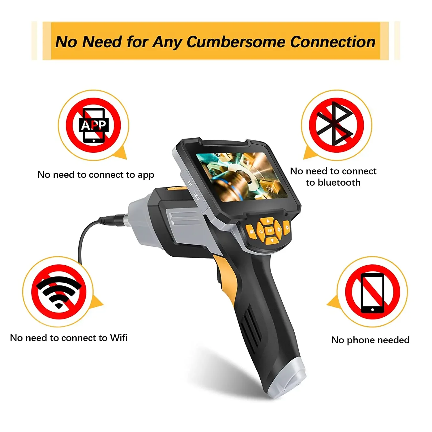 8.0 Single/Dual Lens Handheld Endoscope Borescope Inspection Camera 4.3-inch 1080P Waterproof for Engine Sewer Line Maintenance