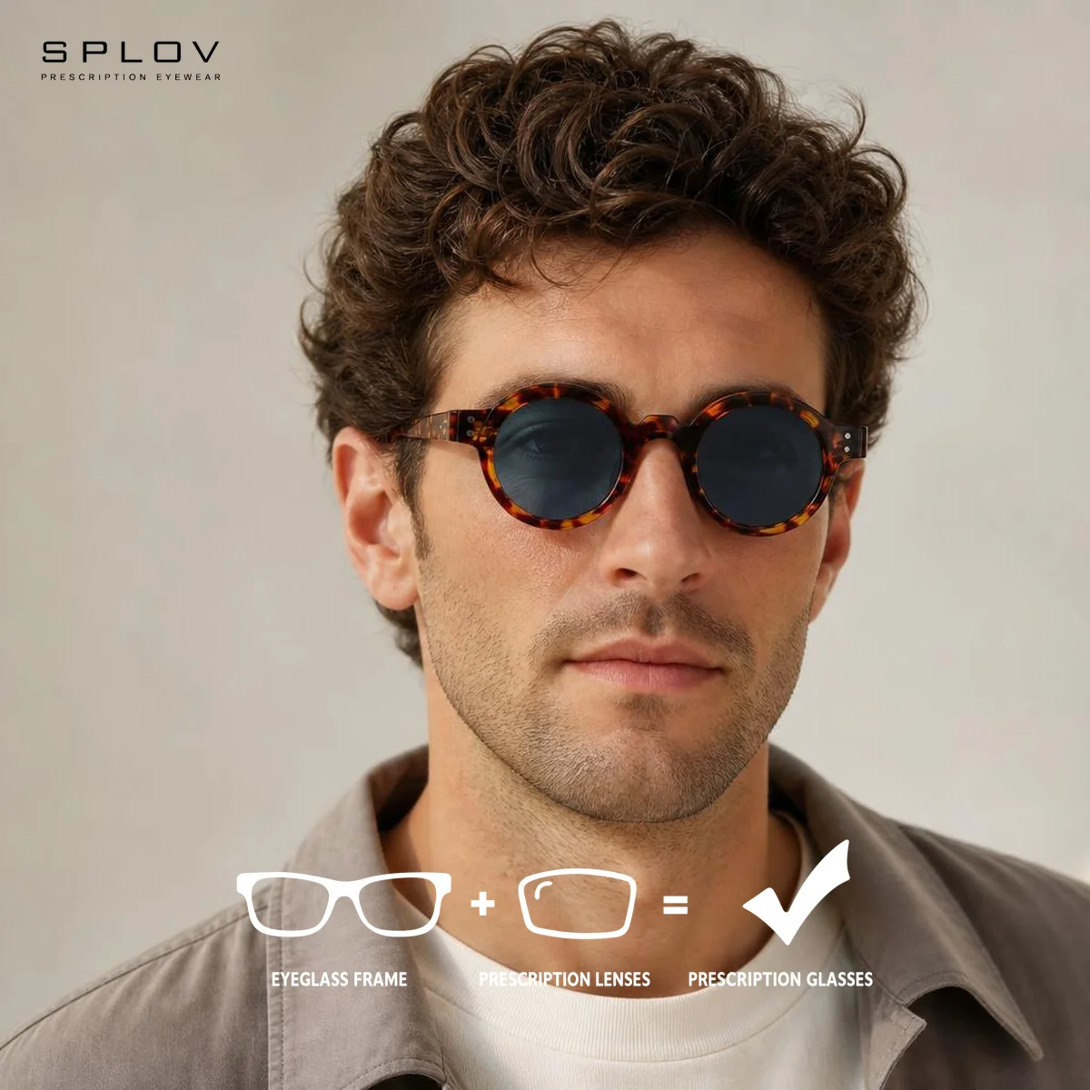 SPLOV Retro Small Round Frame Progressive Prescription Sunglasses for Women UV400 Anti Blue Light Photochromic Polarized Glasses