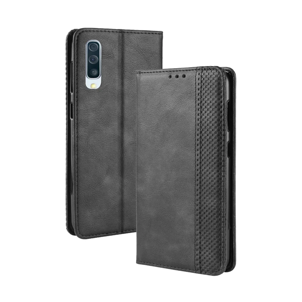 Flip Retro Style Leather Magnetic Closure Phone Cover For Samsung Galaxy A30s A40 A50 A50s Card Slot Wallet Fall prevention Case