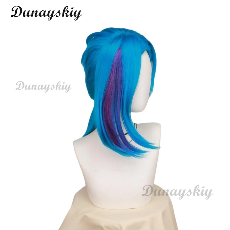 Anime League of Legends Temporada 2 LOL Arcane Jinx Cosplay peluca sombrero Prop azul púrpura Jinx peluca para Halloween carnaval personalizado