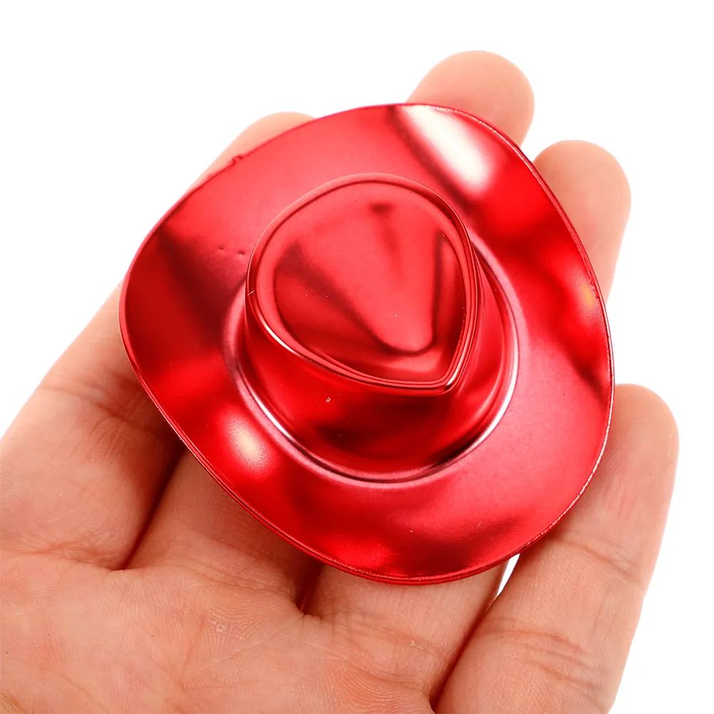 12 Mini Sombreros Vaqueros con Purpurina Rojos de Plástico, Mini Sombreros del Oeste para Fiestas, Manualidades, Llaveros, Decoraciones para Cupcakes, Sombrero Rojo para Fiestas
