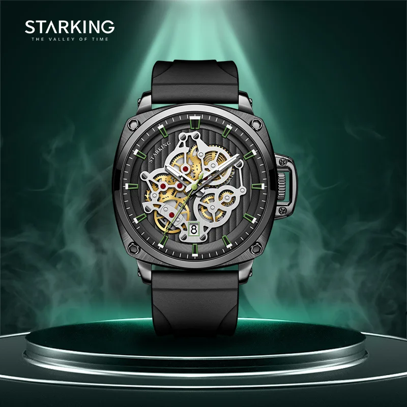 STARKING 2023 New Style Fashion Hollow Mens Watches Top Brand Luxury Simple Quartz Watch Luminous Waterproof Clock Reloj Hombre