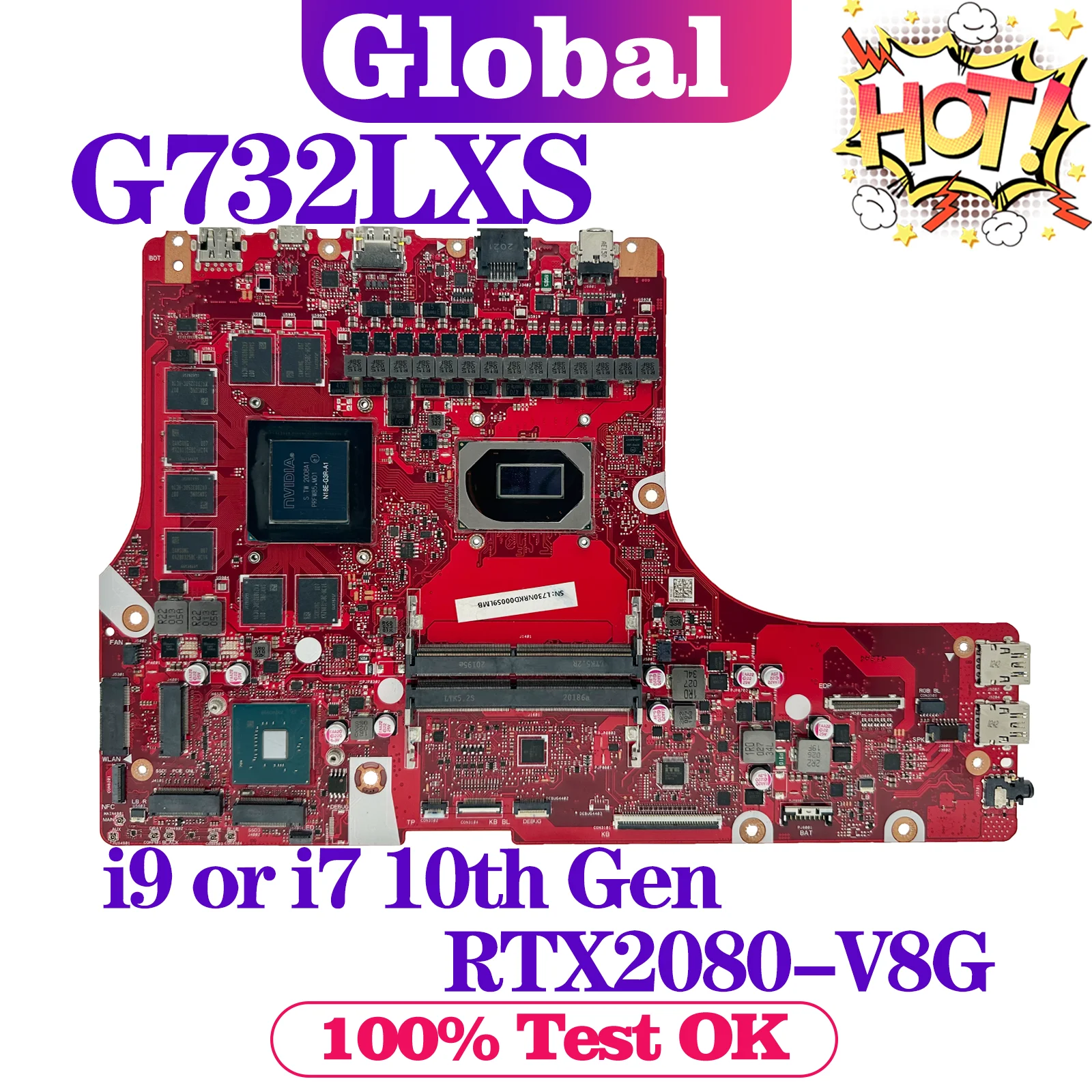 

KEFU Mainboard For ASUS ROG Strix SCAR 17 G732 G732LXS GL732LXS G732LX Laptop Motherboard i7 i9 10th Gen RTX2080-V8G