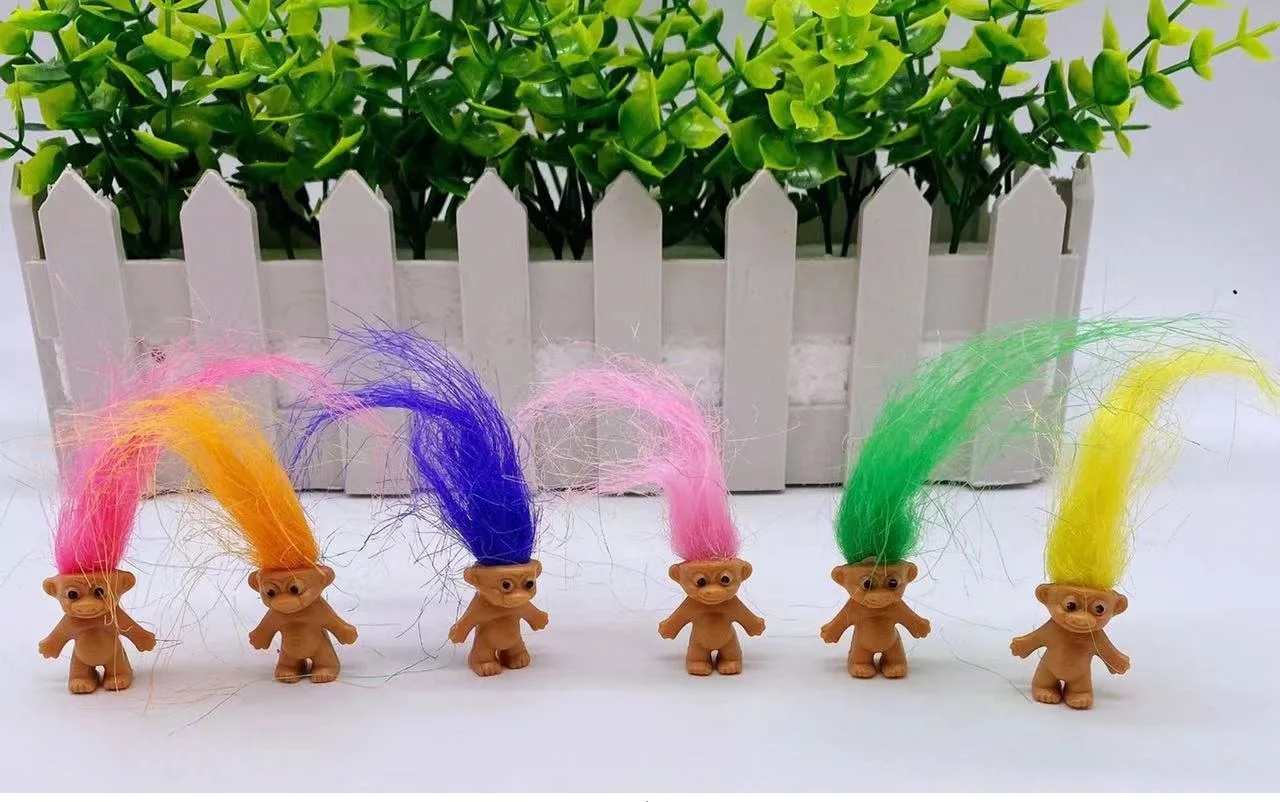 mini long hair clown doll Trolls Dolls Colorful Hair Family Members Models Kids Toys for Children Gift Nostalgic Adult