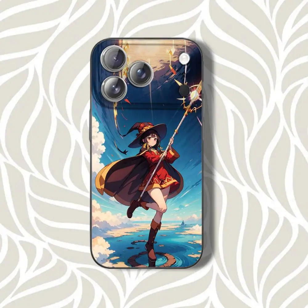حافظة هاتف KonoSuba MagicianS MeguminS لهاتف iPhone 16,14,11,17,13,15,12,Air,Plus,Pro,Max,E,Mini Gray Frosted for MagSafe Magnetic