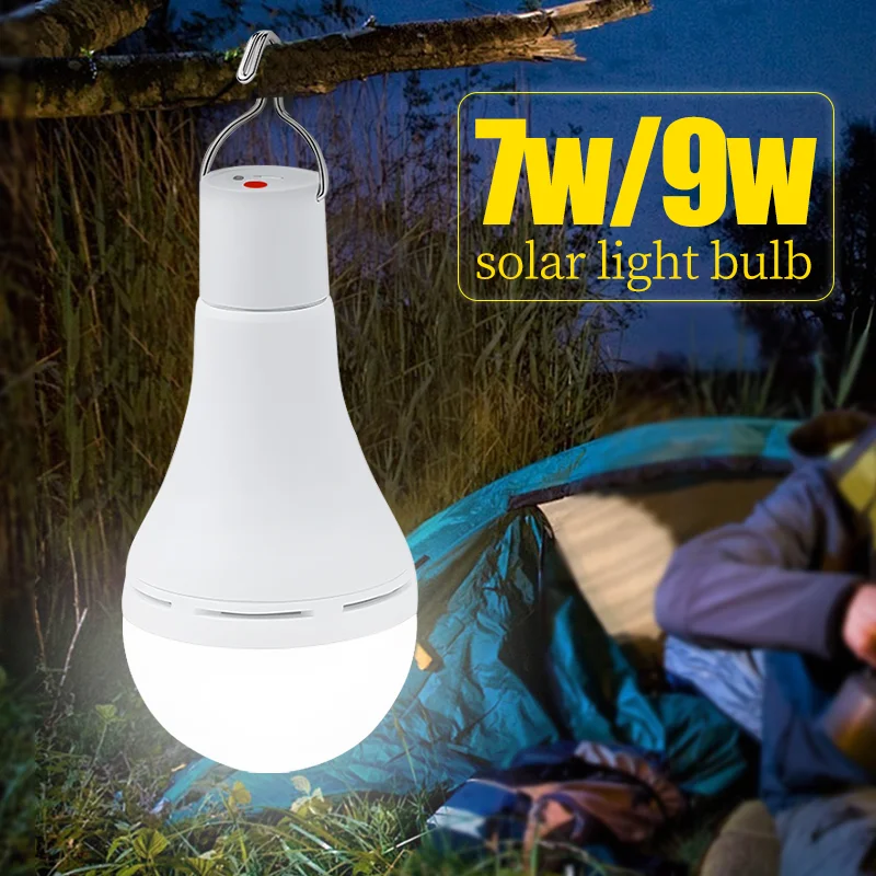 Solar Light Waterproof LED Solar Bulb Light Hanging Solar Light USB Charged Emergency Sunlight Powered Lamp Camping Tent Light