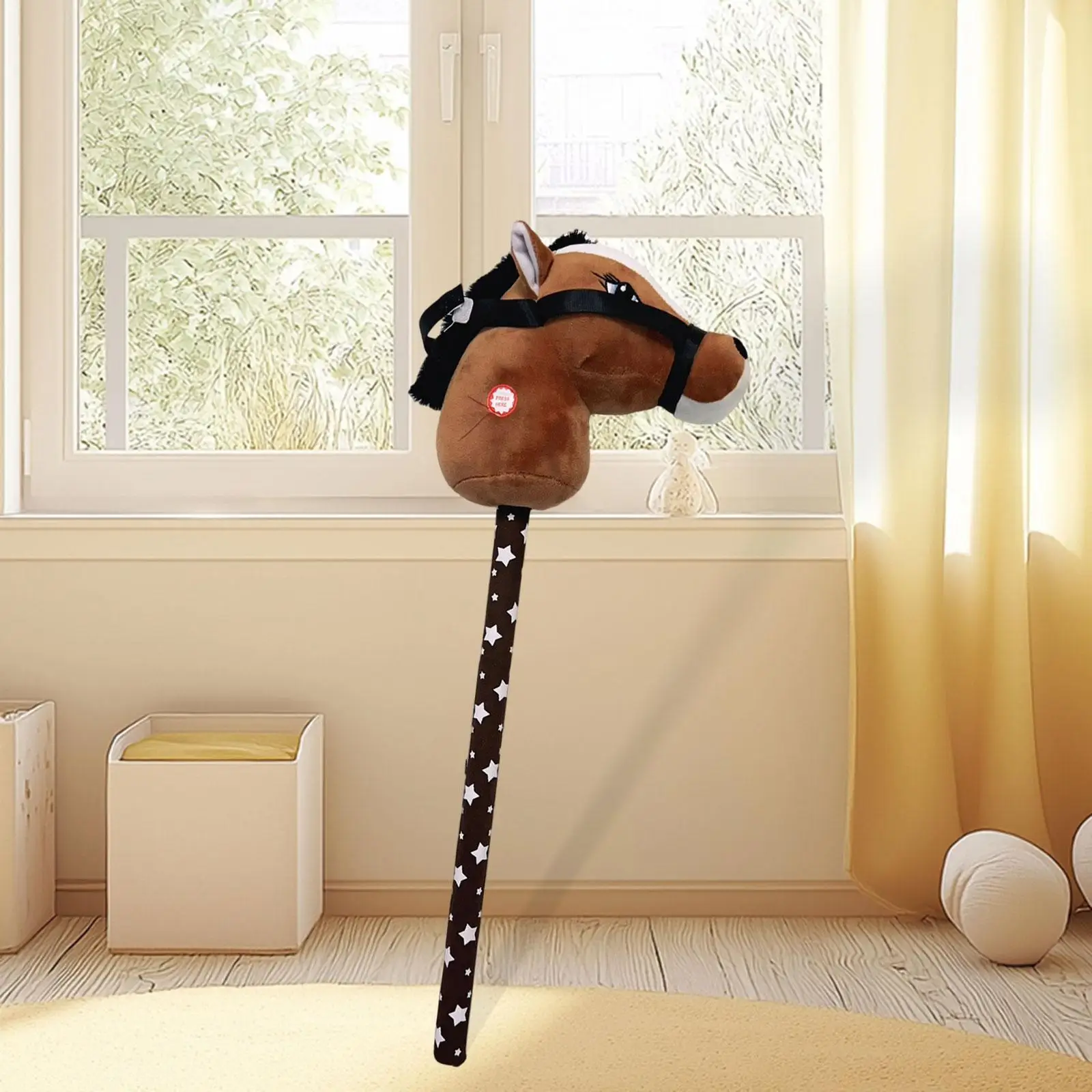 Plush Stick Horse, Plush Animal Head, Pretend Play Plush Horse Riding Stick