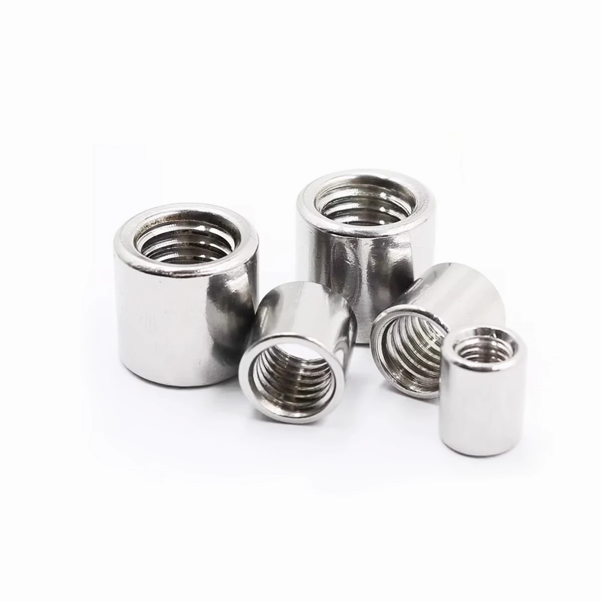 304 Stainless Steel Cylindrical Nut Circular Extended Screw Cap Inner Diameter 8/10/12/14/16mm