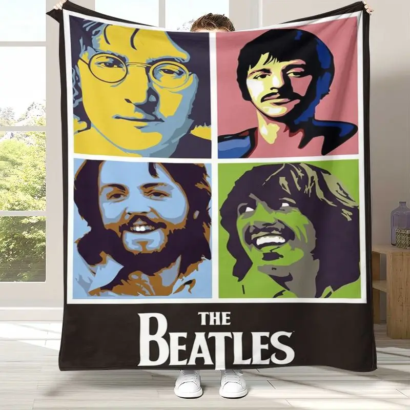 Vintage Fab Four The B-Beatles Abbey Road Rock Band Flannel Throw Blanket,Cozy Warm Blanket for Bed,Sofa,Living Room,Home Decor