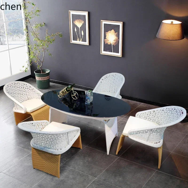 H1 outdoor leisure rattan tables and chairs villa courtyard garden outdoor waterproof sunscreen sofa