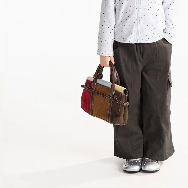 Children's clothing, girls' work pants, micro flared spring and autumn children's retro versatile pants, loose fit