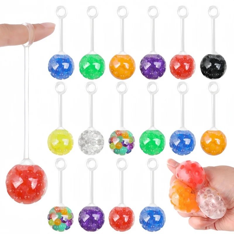 5-10Pcs Colorful Squeeze Ball with Rope Soft Yo-Yo Sensory Toys for Kids Stress Relief Birthday Party Favors Pinata Fillers