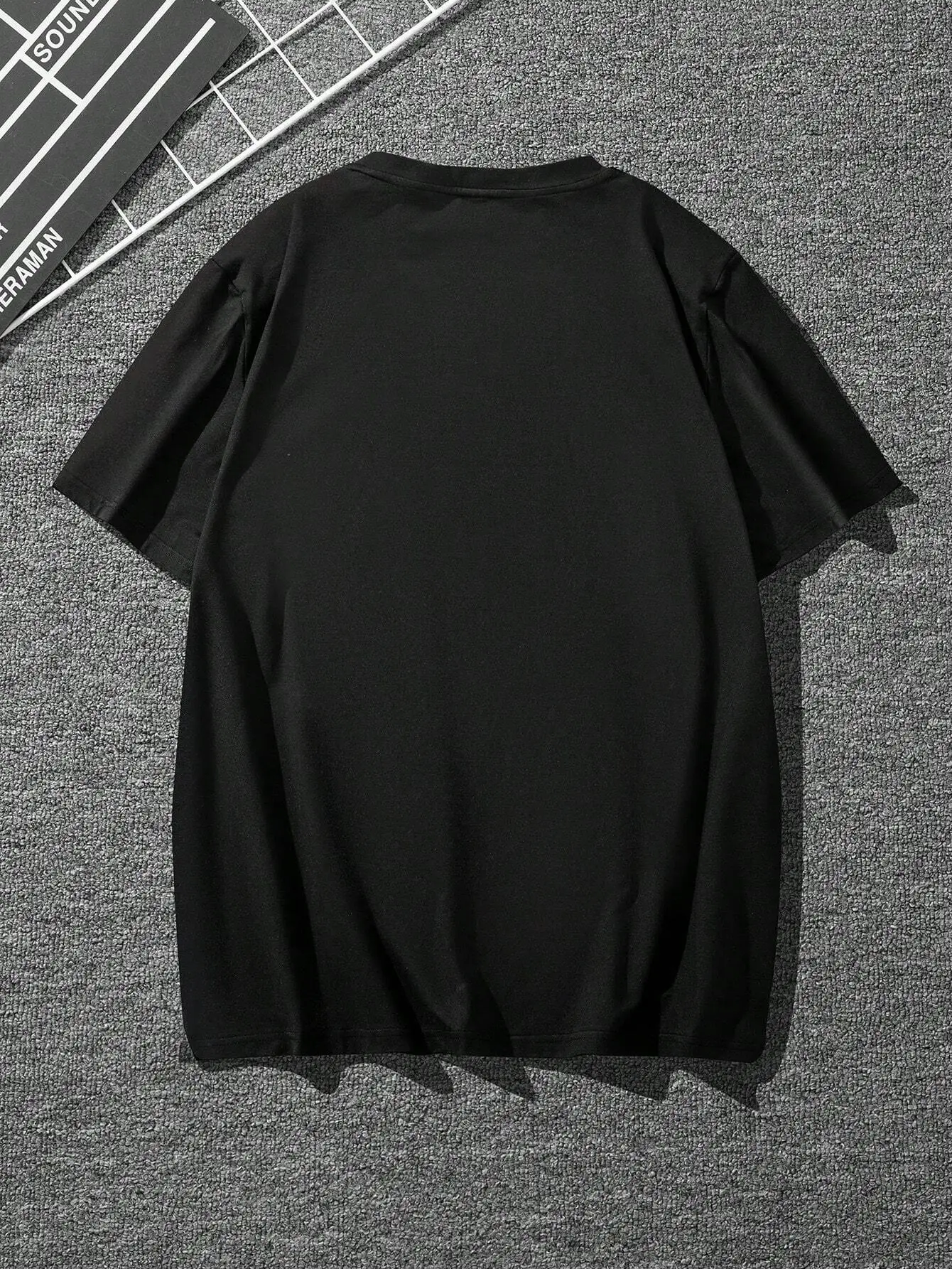 Manfinity Roughcore Men Letters And Cross Print Round Neck Short Sleeve Casual T-Shirt, Boyfriend Gift, For Work