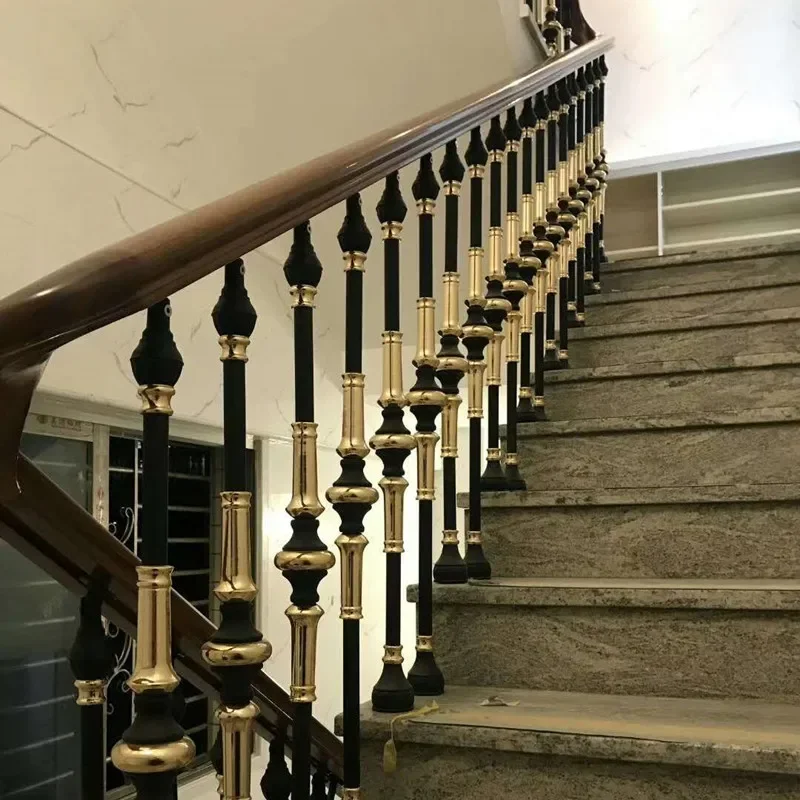 New staircase handrail aluminum magnesium carbon steel column light luxury  European attic balcony wrought iron aluminum alloy